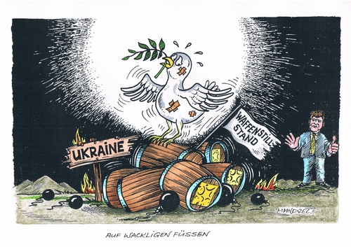 Cartoon: Immerhin ein Lichtblick (medium) by mandzel tagged ukraine,waffenruhe,sprengstoff,ukraine,waffenruhe,sprengstoff