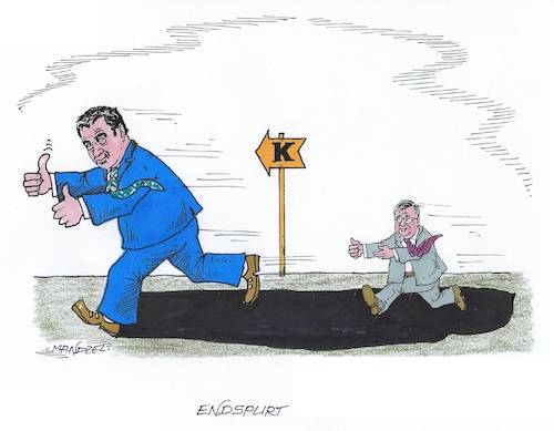 Cartoon: Kandidatenrennen (medium) by mandzel tagged laschet,cdu,kanzlerkandidatur,söder,csu,wahlen,umfragen,laschet,cdu,kanzlerkandidatur,söder,csu,wahlen,umfragen