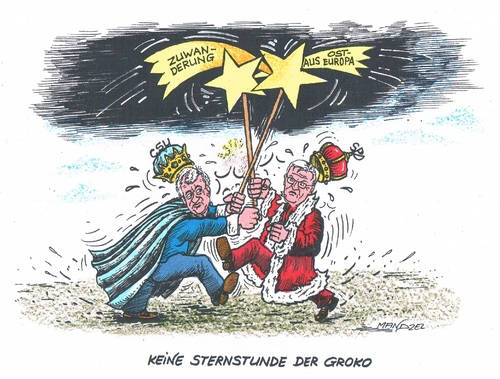 Cartoon: Keine Sternstunde (medium) by mandzel tagged spd,csu,steinmeier,seehofer,armutsmigranten,könige,stern,spd,csu,steinmeier,seehofer,armutsmigranten,könige,stern