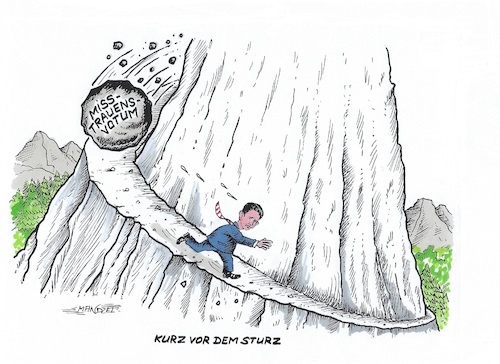 Cartoon: Kurz vor dem Sturz (medium) by mandzel tagged österreich,kurz,misstrauen,eu,wahlen,video,österreich,kurz,misstrauen,eu,wahlen,video