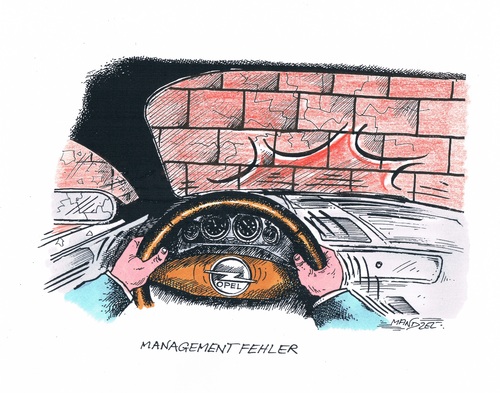 Cartoon: Managementfehler bei Opel (medium) by mandzel tagged opel,managementfehler,vor,die,wand,gesetzt,opel,managementfehler,vor,die,wand,gesetzt