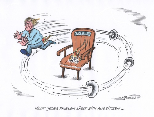 Cartoon: Merkel wird es allmählich heiß (medium) by mandzel tagged flüchtlingskrise,merkel,aussitzen,feuer,planlosigkeit,asyl,flüchtlingskrise,merkel,aussitzen,feuer,planlosigkeit,asyl