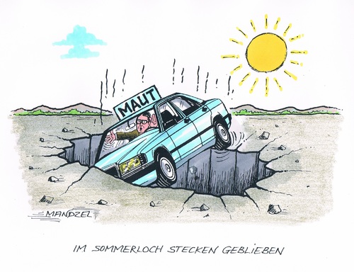 Cartoon: Mit der Maut auf dem Weg (medium) by mandzel tagged sommerloch,maut,sommerloch,maut