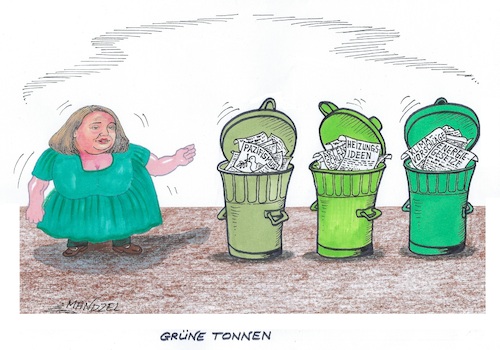 Cartoon: Mülltonnen (medium) by mandzel tagged deutschland,die,grünen,mülltonnen,klima,heizung,energie,krieg,waffenlieferungen,artensterben,umwelt,deutschland,die,grünen,mülltonnen,klima,heizung,energie,krieg,waffenlieferungen,artensterben,umwelt