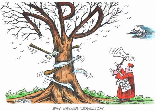 Cartoon: Nicht aufgeben ! (medium) by mandzel tagged npd,verbot,richter,axt,säge,baum,npd,verbot,richter,axt,säge,baum