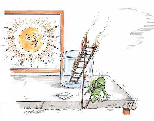 Cartoon: Nicht mehr auszuhalten... (medium) by mandzel tagged hitze,deutschland,klima,umwelt,hitze,deutschland,klima,umwelt