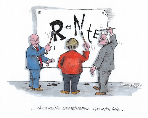 Cartoon: Rentenlösung gesucht (medium) by mandzel tagged cdu,spd,csu,merkel,seehofer,scholz,renten,reform,deutschland,cdu,spd,csu,merkel,seehofer,scholz,renten,reform,deutschland