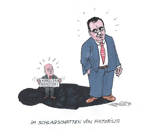 Cartoon: Schlagschatten (medium) by mandzel tagged wahlen,spd,scholz,pistorius,kanzlerkandidat,wahlen,spd,scholz,pistorius,kanzlerkandidat