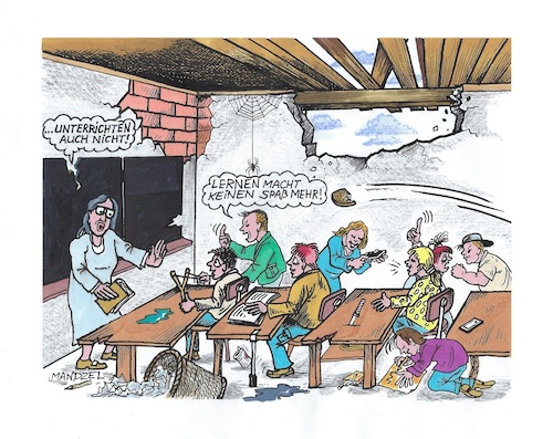 Cartoon: Schule in Deutschland (medium) by mandzel tagged schule,lernen,deutschland,chaos