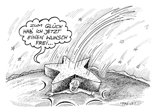 Cartoon: Sternschnuppe (medium) by mandzel tagged sternschnuppe,wunsch,pech,glück,sternschnuppe,wunsch,pech,glück