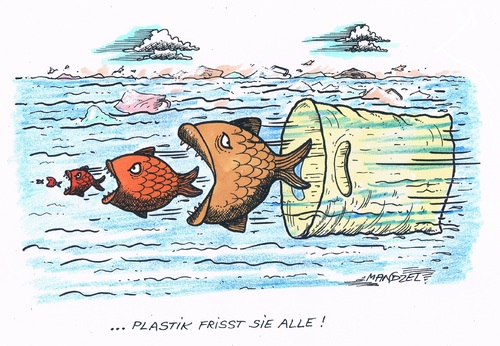 Cartoon: Stoppt den Plastikmüll! (medium) by mandzel tagged plastiktüten,verschmutzung,vergiftung,umweltdesaster,plastiktüten,verschmutzung,vergiftung,umweltdesaster