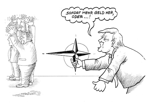 Cartoon: Trump droht (medium) by mandzel tagged trump,natogipfel,beitragszahlungen,drohungen,mahnungen,trump,natogipfel,beitragszahlungen,drohungen,mahnungen