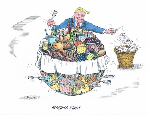 Cartoon: Trump gegen den Rest der Welt (medium) by mandzel tagged trump,usa,umwelt,klima,menschenrechte,abschottung,mandzel,karikatur,trump,usa,umwelt,klima,menschenrechte,abschottung,mandzel,karikatur