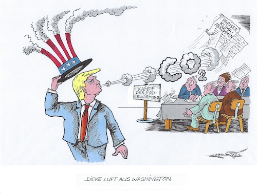 Cartoon: Trump kündigt den Umweltvertrag (medium) by mandzel tagged klimaabkommen,trump,usa,kündigung,rückschritt,co2,erderwärmung,klimaabkommen,trump,usa,kündigung,rückschritt,co2,erderwärmung