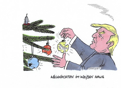 Cartoon: Trumps Weihnachtsdeko (medium) by mandzel tagged trump,weihnachten,baumschmuck,usa,regierung,mitarbeiter,trump,weihnachten,baumschmuck,usa,regierung,mitarbeiter