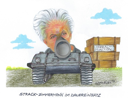 Cartoon: Verbal-Schütze Strack-Zimmermann (medium) by mandzel tagged strack,waffenlieferungen,blutvergießen,kriegsverlängerung,ukraine,selenskyj,strack,waffenlieferungen,blutvergießen,kriegsverlängerung,ukraine,selenskyj