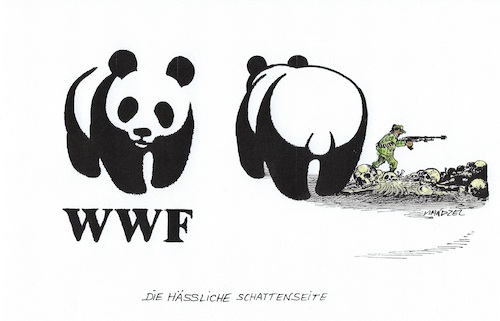 Cartoon: WWF im Fokus (medium) by mandzel tagged wwf,morde,folter,korruption,missbrauch,wwf,morde,folter,korruption,missbrauch