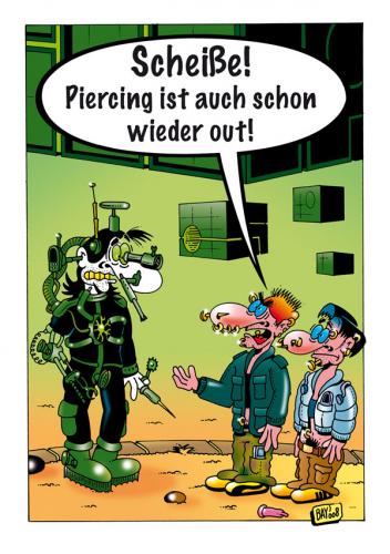 Cartoon: Die Borg sind überall (medium) by stefanbayer tagged startrek,borg,kubus,assimilieren,implantat,teenager,piercing,out,scheiße,stefan,bayer