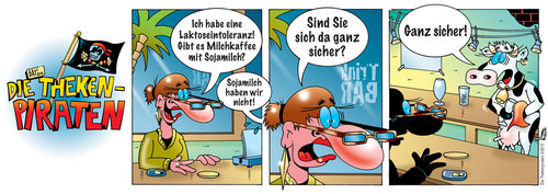 Cartoon: Die Thekenpiraten 03 (medium) by stefanbayer tagged comic,stefan,bayer,stefanbayer,theke,piraten,thekenpiraten,kneipe,bar,lounge,trinken,freizeit,gastronomie,milchkaffee,laktose,laktosefrei,laktase,kuh,muuh,sojamilch,kaffee,milch,laktoseintoleranz