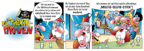 Cartoon: Die Thekenpiraten 81 (medium) by stefanbayer tagged modernisierbar,weihnachten,weihnachtsmann,weihnachtsfest,retro,oldschool,rute,selfiestick,bar,bier,wein,kneipe,club,smartphone,foto,fotografieren,selfie,theke,piraten,thekenpiraten,bay,stefanbayer,bayer