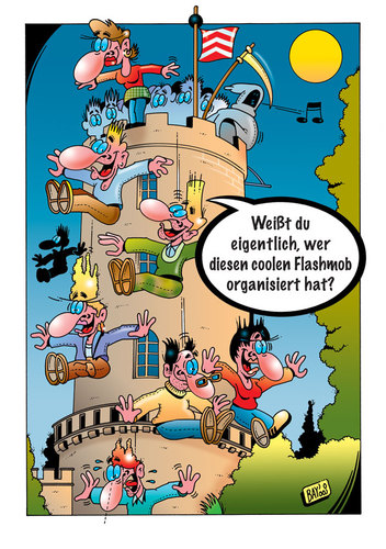 Cartoon: Flashmob (medium) by stefanbayer tagged flashmob,tod,tot,sterben,himmel,springen,fallen,runterspringen,zeitgeist,burg,sense,sensenmann,stefan,bayer,veranstaltung,massenveranstaltung,spaß,freizeit,sinnentleert,spaßgesellschaft