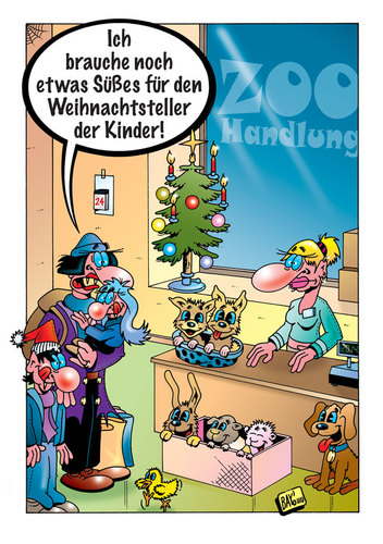 Cartoon: Weihnachtsteller (medium) by stefanbayer tagged weihnachtsteller,weihnachten,weihnachtsfest,vampir,blutsauger,mutter,kind,süßes,süsses,süßigkeiten,naschen,24,zoo,zoohandlung,tiere,hund,hase,küken,stefan,bayer,stefanbayer