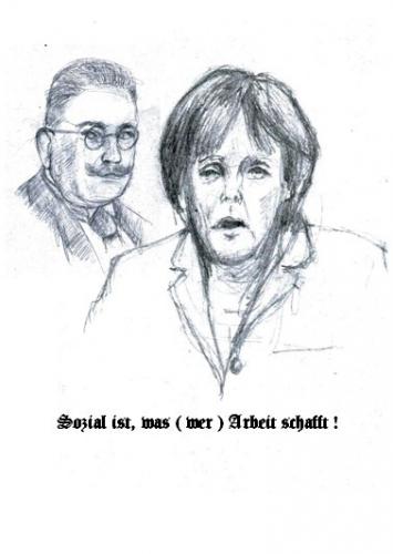 Cartoon: Traditionspflege (medium) by Mawi tagged merkel,hugenberg,arbeit,sozial,deutsch,insmw