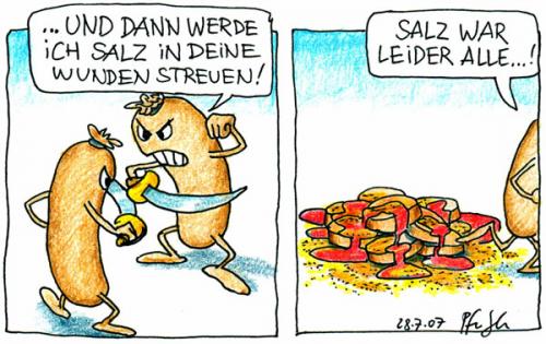 Cartoon: Currywurst-Erfindung (medium) by Andreas Pfeifle tagged currywurst,erfindung
