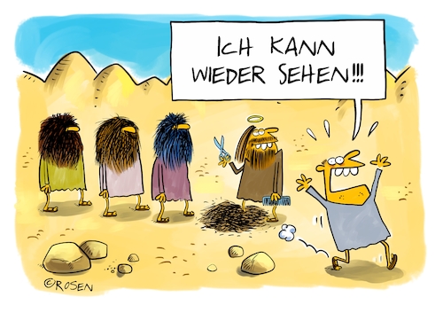 Cartoon: Jesus (medium) by Holga Rosen tagged jesus,friseur,haare,blind,sehen,jesus,friseur,haare,blind,sehen