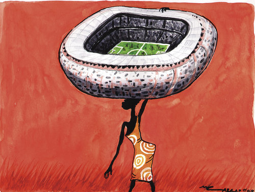 Cartoon: world cup 2010 (medium) by Tchavdar tagged world,cup,2010,football,woman,soccer,city