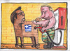 Cartoon: New trojan horse (small) by Tchavdar tagged trojan,horse,tsipras,putin,eurounion,euroasia,ges,station,benzine,gasoline,greece,russia