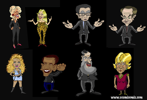 Cartoon: spanish celebrities (medium) by cosmicomix tagged flash,caricatura,animation