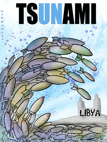 Cartoon: tsunami (medium) by allan mcdonald tagged libia