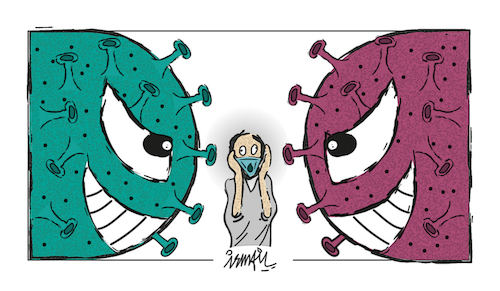 Cartoon: covid and its variants (medium) by ismail dogan tagged covid,and,its,variants