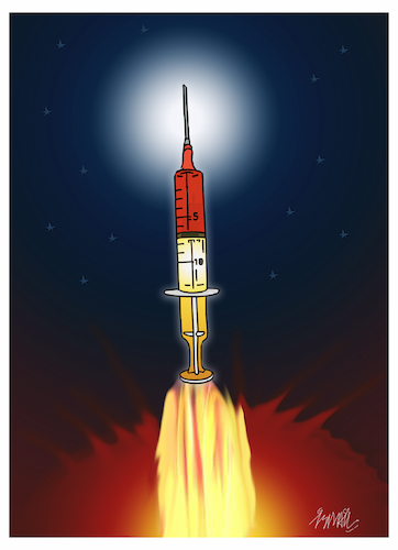 Cartoon: Covid rocket (medium) by ismail dogan tagged covid,vaccin
