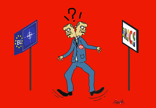 Cartoon: dilemma (medium) by ismail dogan tagged brics