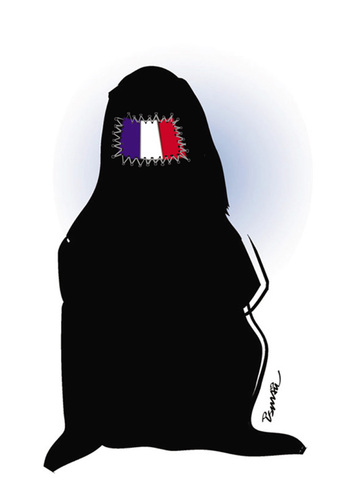 Cartoon: ISLAMOPHOBIA  IN FRANCE !.. (medium) by ismail dogan tagged burqa,is,not,welcome,in,france