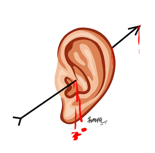 Cartoon: Trump s ear (medium) by ismail dogan tagged donald,trump