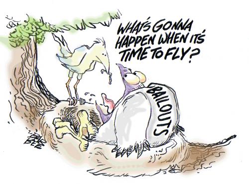 Cartoon: bailouts (medium) by barbeefish tagged tax,monies