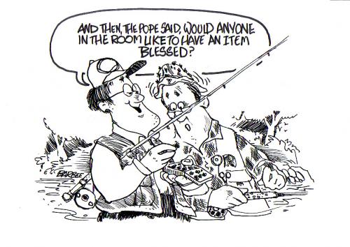 Cartoon: fishing (medium) by barbeefish tagged pope,