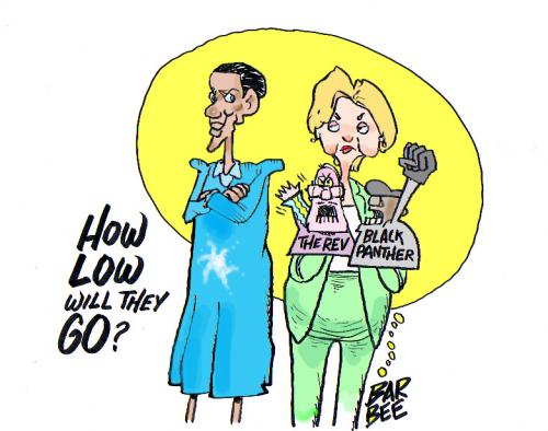 Cartoon: how low (medium) by barbeefish tagged hillary,barack,