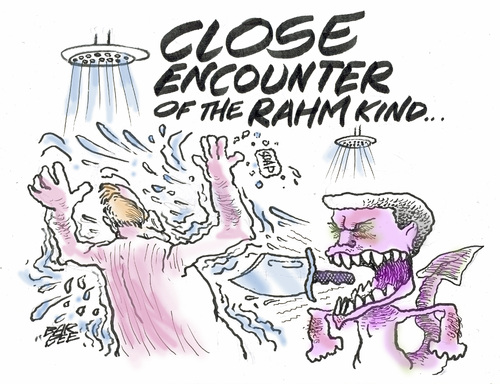 Cartoon: roarin rahm (medium) by barbeefish tagged armbending
