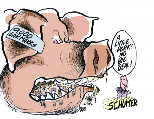 Cartoon: SENATOR SCHUMER (medium) by barbeefish tagged pork