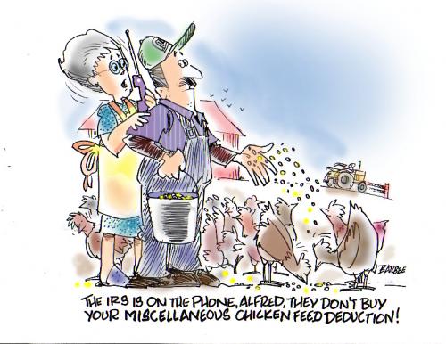 Cartoon: taxes (medium) by barbeefish tagged chicken,farmer,