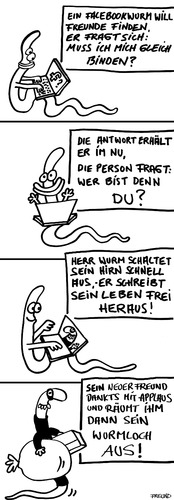 Cartoon: no comment (medium) by zguk tagged soziale,netzwerke,facebook,facebookworms,schwarzweiss,strip