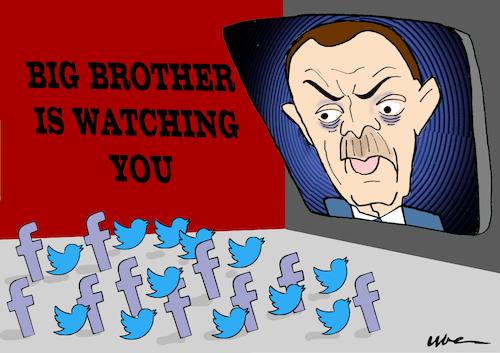 Cartoon: BIG BROTHER IS WHATCHING YOU (medium) by uber tagged erdogan,internet,socialmedia,erdogan,internet,socialmedia
