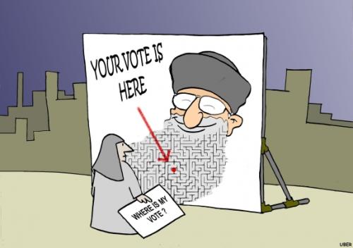 Cartoon: Iranian elections (medium) by uber tagged iran,vote,elections,freedom