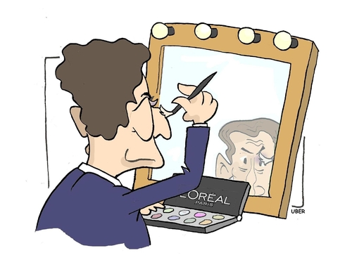 Cartoon: Maquillage electorale (medium) by uber tagged sarkozy,oreal,bettencourt,nicolas sarkozy,oreal,schminke,frankreich,karikatur,karikaturen,politiker,nicolas,sarkozy