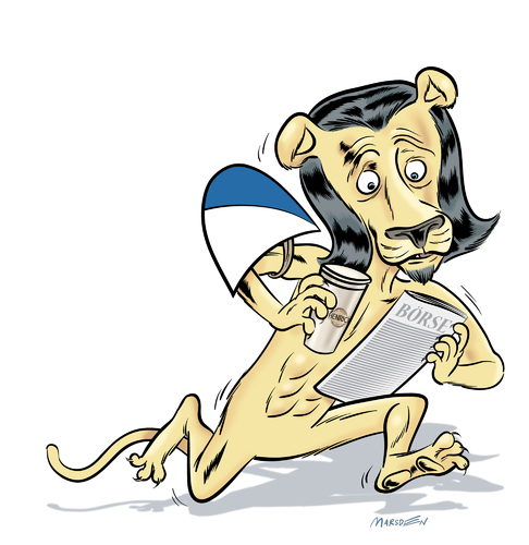 Cartoon: Der Zuerich Loewe (medium) by ian david marsden tagged marsden,crest,wappen,cartoon,lion,suisse,swiss,schweiz,zurich,zuerich,leu,zueri,schweiz,börse