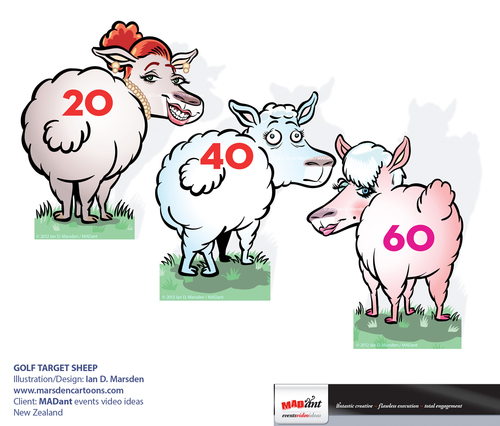 Cartoon: Golf Target sheep (medium) by ian david marsden tagged golf,cartoon,sheep,new,zealand